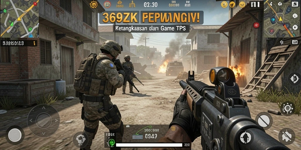 Tampilan gameplay seru dalam 369ZK dengan aksi tembak-menembak