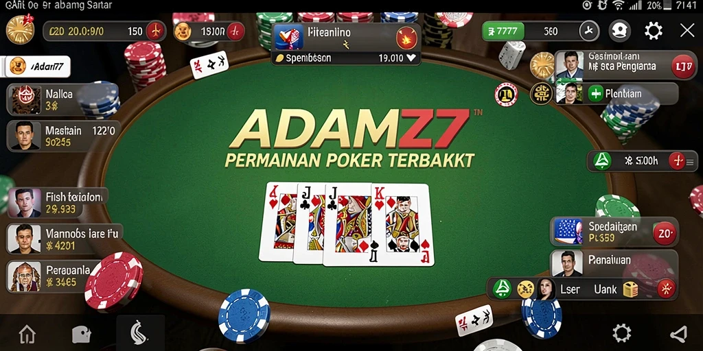 Tampilan gameplay seru dalam ADAM77 untuk pencinta poker.