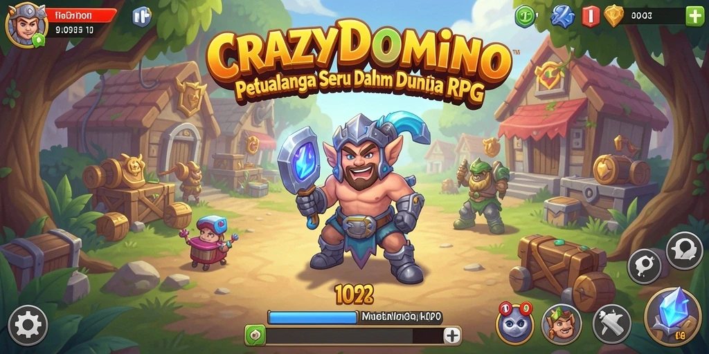Screenshot gameplay RPG CRAZYDOMINO dengan pertarungan seru dan karakter yang beragam.