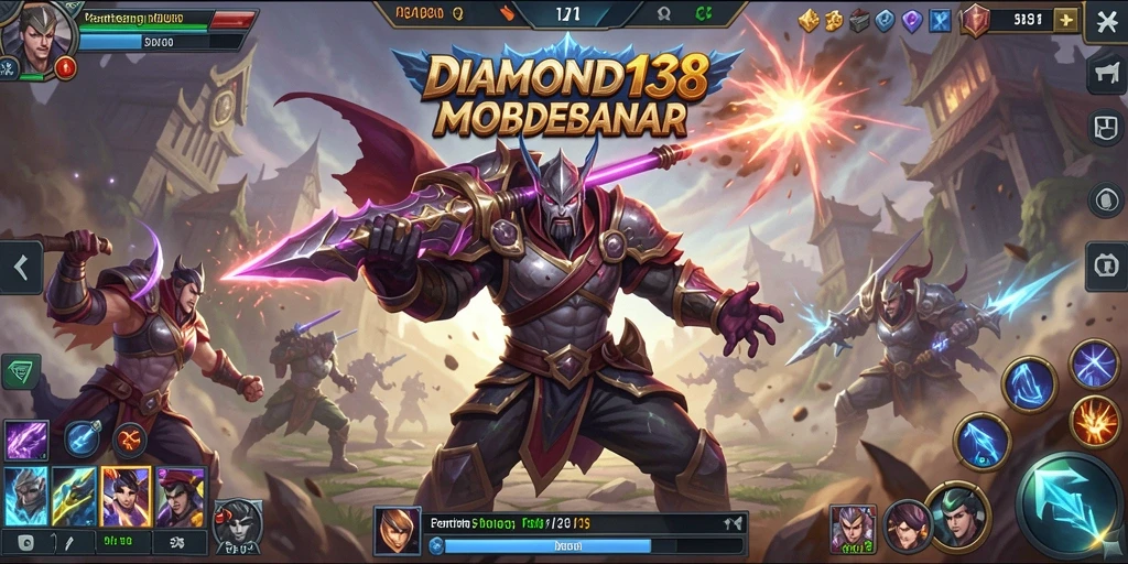 Tampilan gameplay menarik DIAMOND138 dalam pertarungan MOBA.