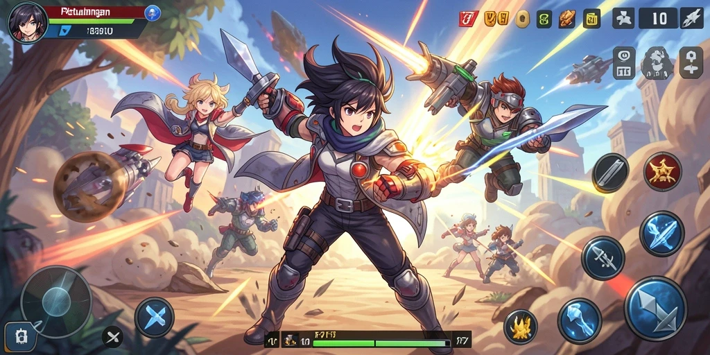 Tampilan menarik dari gameplay F7F7 yang menampilkan karakter anime.