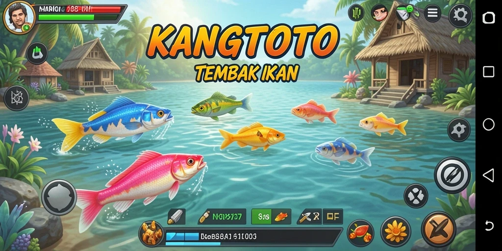 Tangkapan layar KANGTOTO menampilkan aksi menembak ikan yang seru.