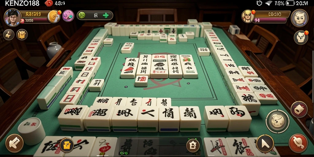 Screenshot gameplay KENZO188 menampilkan aksi seru permainan Mahjong.