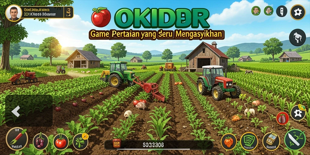 Gameplay menarik dalam <strong>OKIDR</strong> yang menggambarkan dunia pertanian.