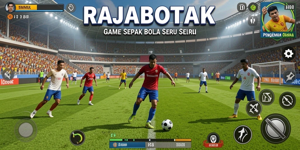 Tampilan gameplay menarik dari RAJABOTAK dengan aksi sepak bola yang mendebarkan.