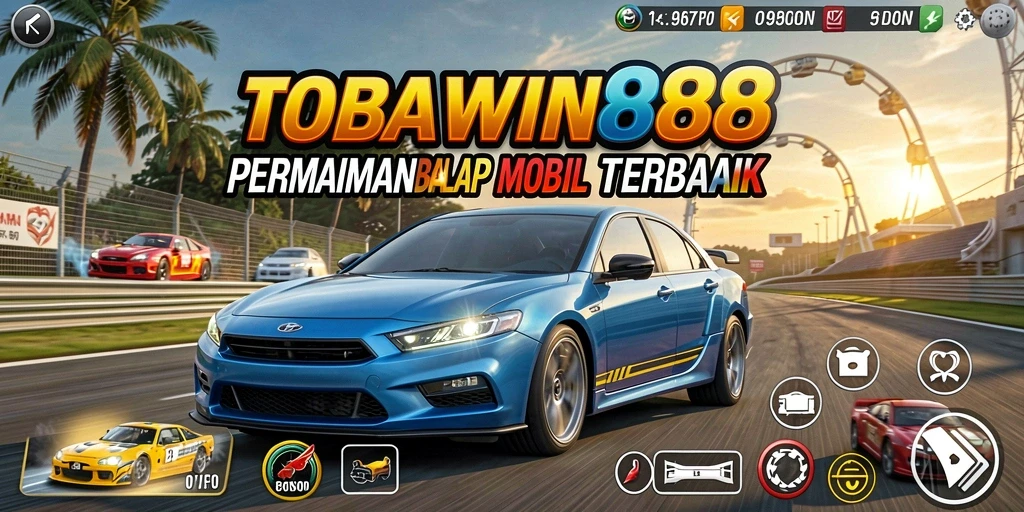 Tampilan gameplay balap mobil yang menegangkan di TOBAWIN88.