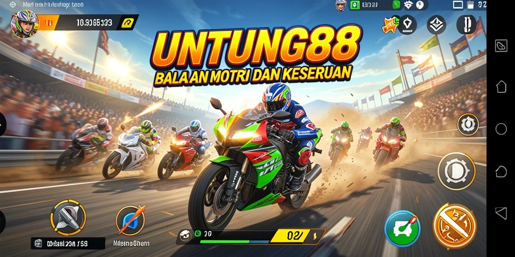 Screenshot gameplay balapan motor yang seru dan mendebarkan.